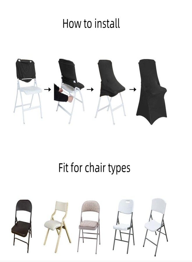 iEventStar غطاء كرسي قابل للطي من الإسباندكس من iEventStar، قطعتان، واقيات كرسي مطاطية لحفلات الزفاف والمناسبات (2، أسود) - Image 5